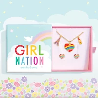 Charming Whimsy Necklace and Earring Gift Set - Rainbow Heart