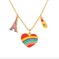 Coffret Cadeau Collier et Boucles d'oreilles de fantaisie - Coeur arc-en-ciel