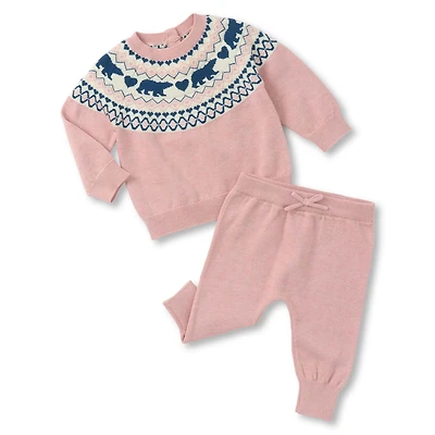 Ensemble Tricot Rose Ours 3-24mois