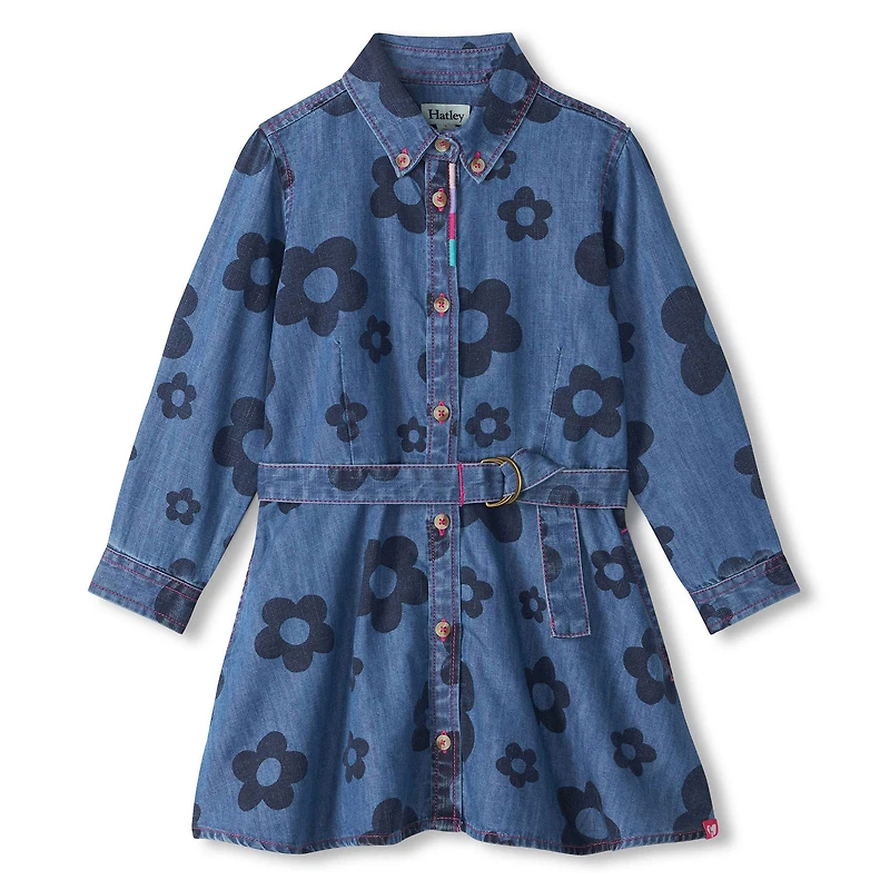 Flowers Denim Dress 3-8y