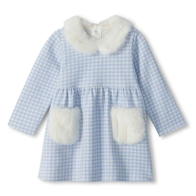 Fun Fur Trim Dress 3-24m