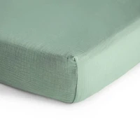 Crib Fitted Sheet Muslin -Roman Green