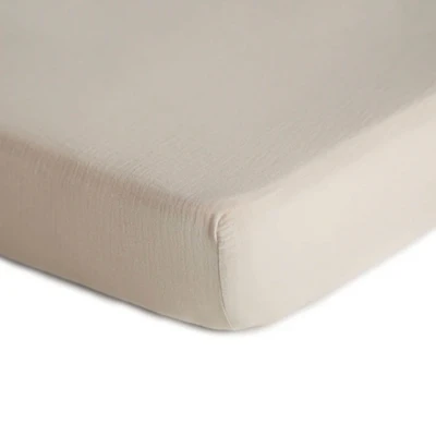 Crib Fitted Sheet Muslin - Fog