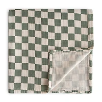 Muslin Swaddle Blanket - Olive Check