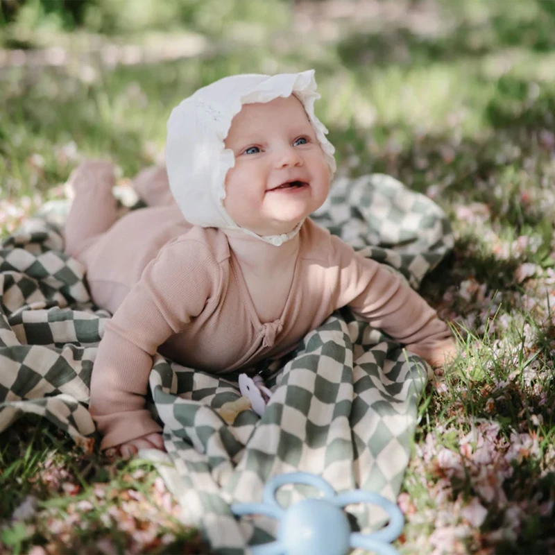 Couverture Mousseline - Carreaux Vert