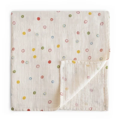 Muslin Swaddle Blanket - Smiley