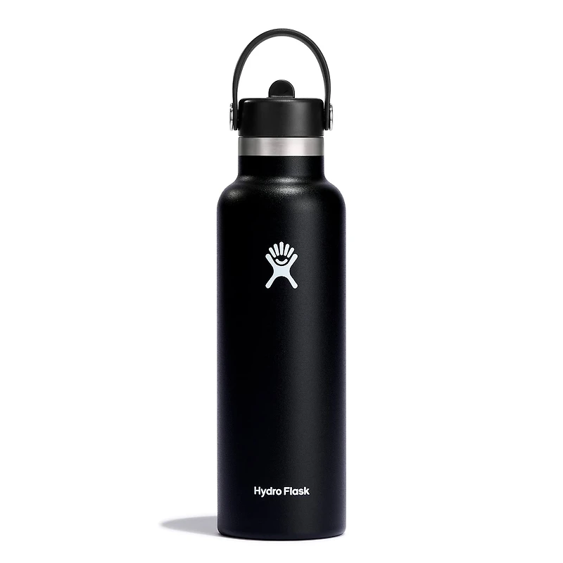 21oz Standard Mouth with Flex Straw Cap - Black