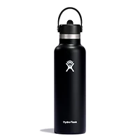 21oz Standard Mouth with Flex Straw Cap - Black