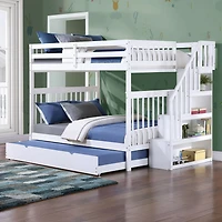 Bunk Bed Double/Double with Trundle - White