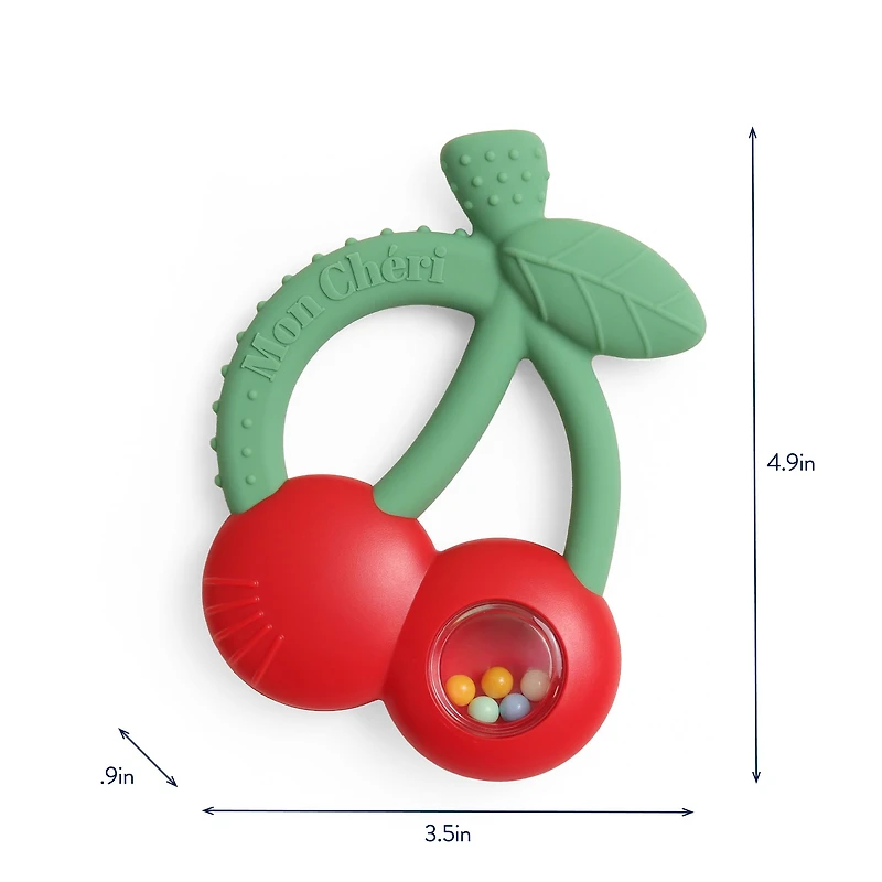 Bitzy Shake + Rattle Teether - Cherry