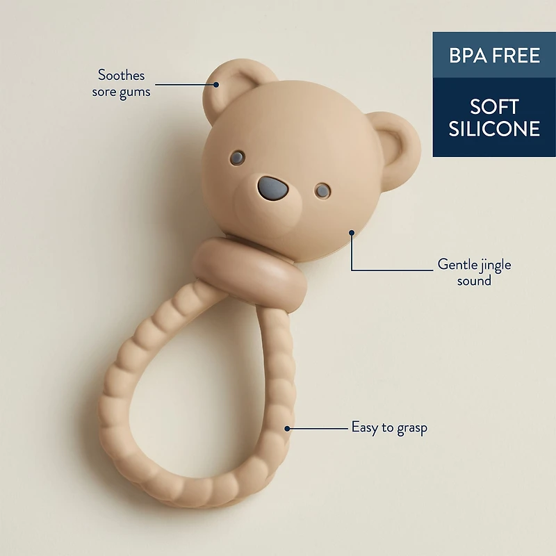 Sweetie Rattle Silicone Teether - Bear