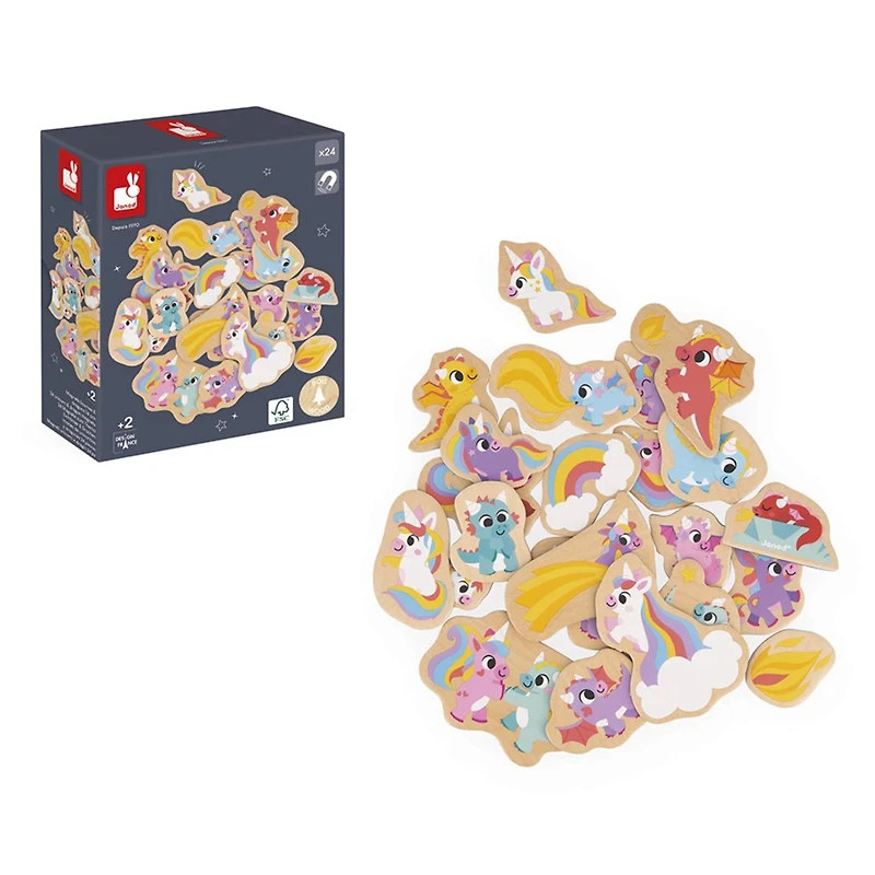 Aimants Licornes et Dragons 24 pièces