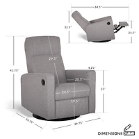 Rocking and Swivel Armchair Nelly - Arlo Heather Silver / Black