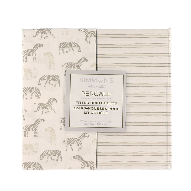 Zebras-2pk Percal Crib Sheet