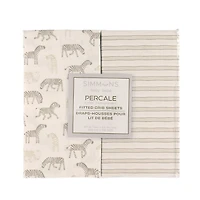 Zebras-2pk Percal Crib Sheet