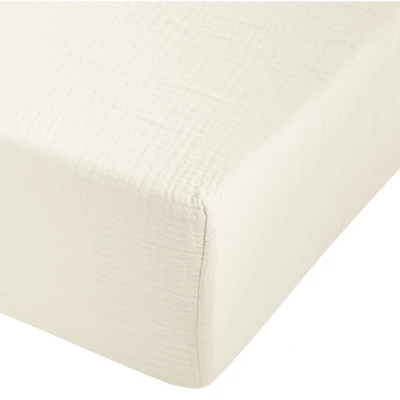 Drap Contour Mousseline pour Lit de Bébé - Coconut Milk