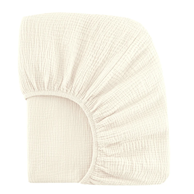 Drap Contour Mousseline pour Lit de Bébé - Coconut Milk