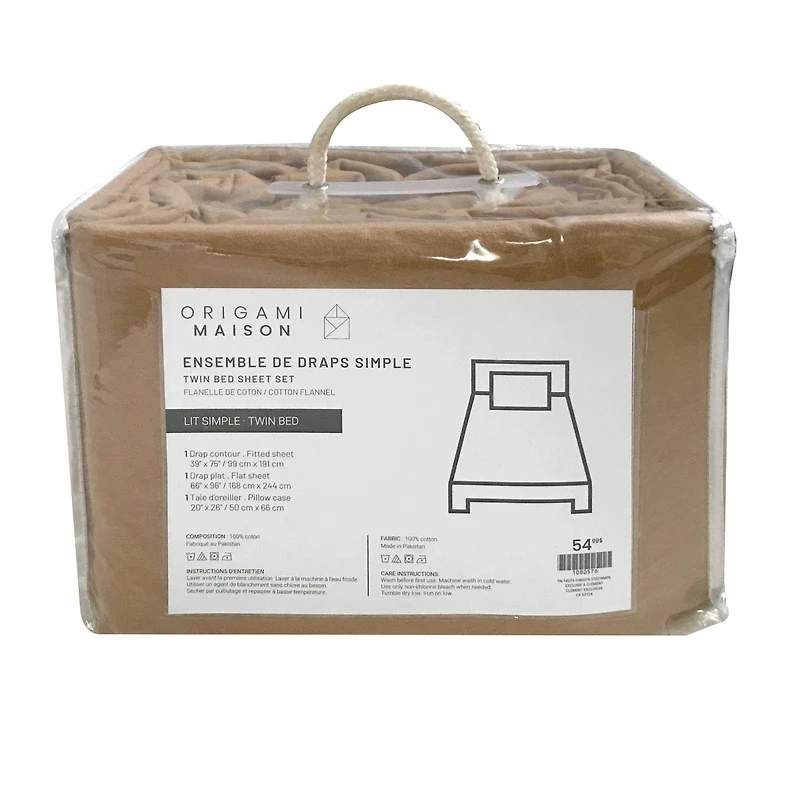 Flannel Twin Sheet Set - Caramel