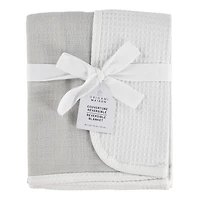Reversible Muslin Waffle Blanket - Grey / White