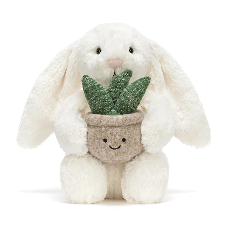 Cream Bunny With Plant