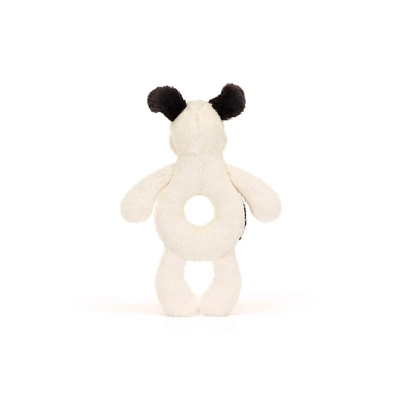 Bashful Black & Cream Puppy Ring Rattle