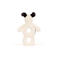 Bashful Black & Cream Puppy Ring Rattle