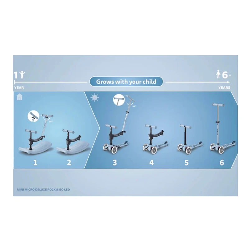 Micro Rock & Go LED Scooter - Ocean Slate