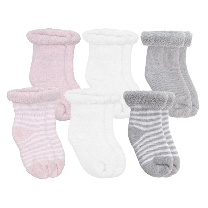 Terry Socks 6pk Pink Newborn