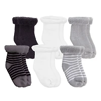 Terry Socks 6pk Black Newborn