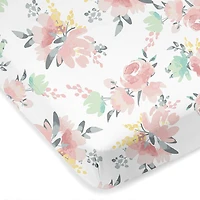 Drap Contour pour Lit de Bébé - Percale Fleurs
