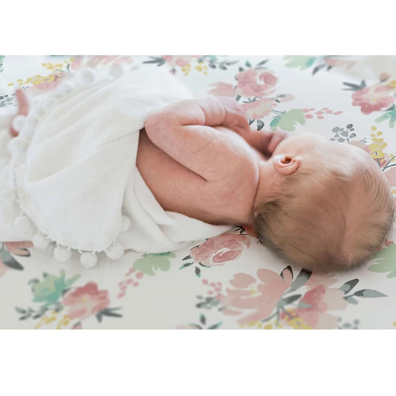 Drap Contour pour Lit de Bébé - Percale Fleurs