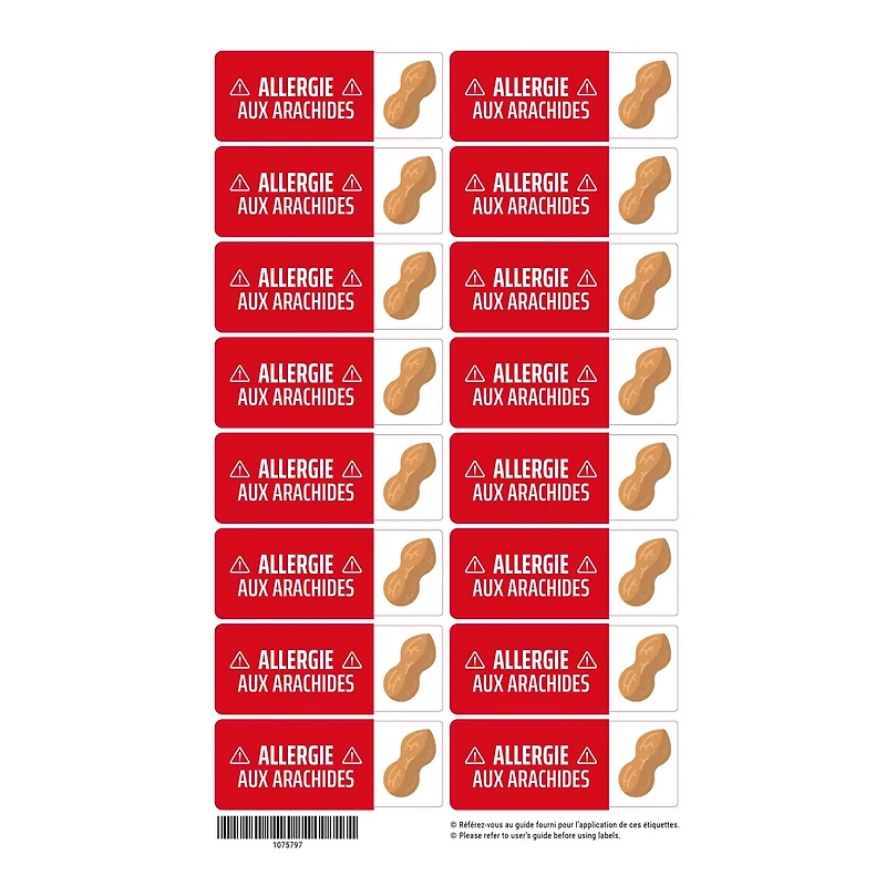 Étiquettes allergie - Arachides