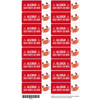 Étiquettes allergie - Fruits de mer