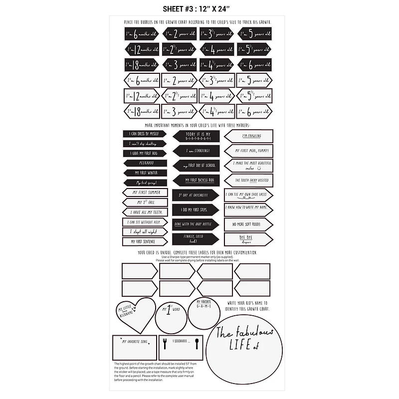 FRENCH Modern Growth Chart - White