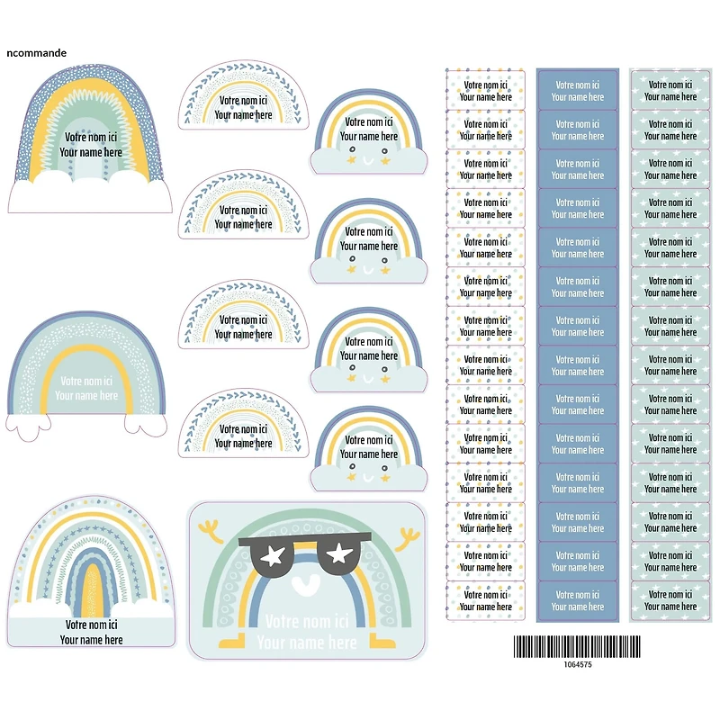 Peel And Stick Name Labels Rainbow - Blue
