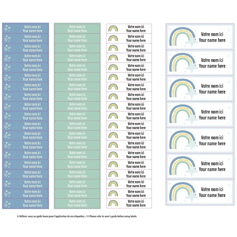 Peel And Stick Name Labels Rainbow - Blue