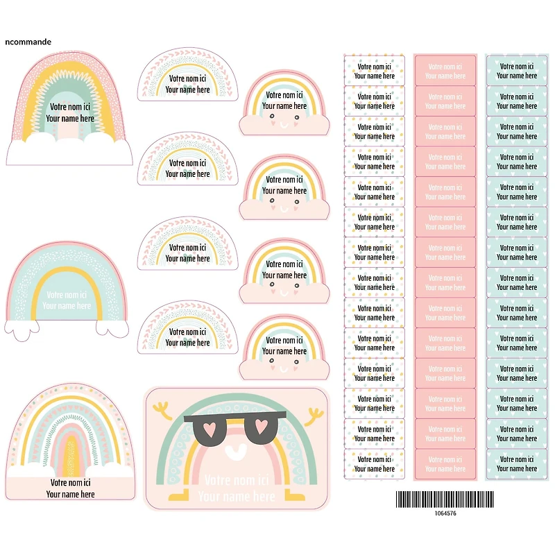 Étiquettes Essentiel - Arcs-en-ciel Rose