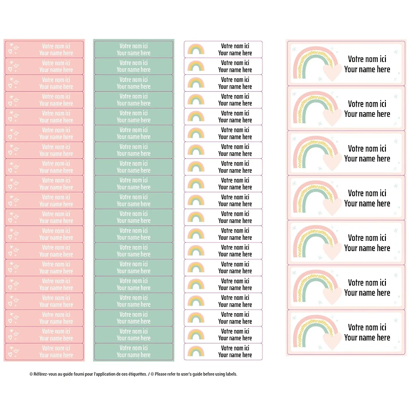 Essential Name Labels - Pink Rainbows