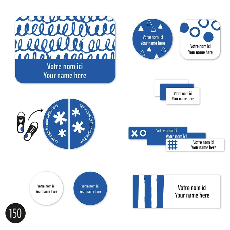 Essential Name Labels - Blue patterns