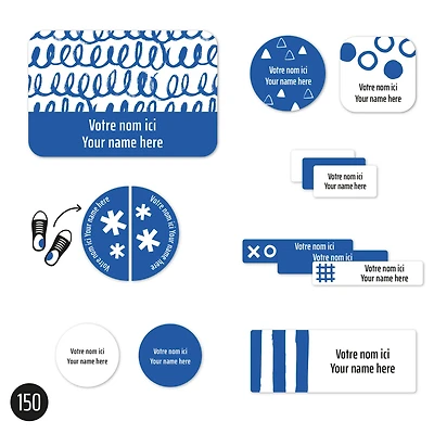 Essential Name Labels - Blue patterns