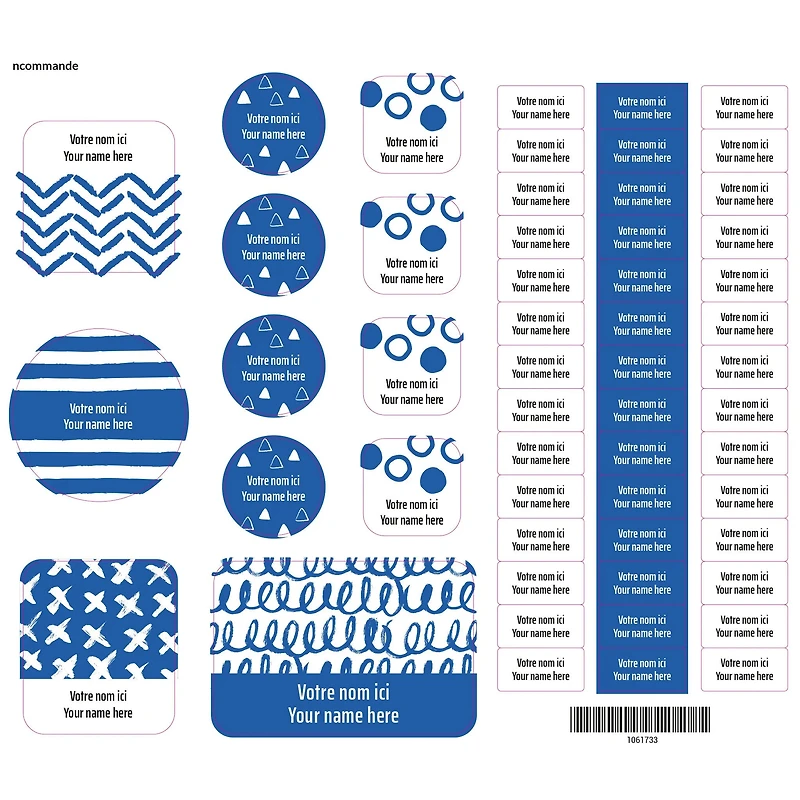 Essential Name Labels - Blue patterns
