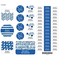 Essential Name Labels - Blue patterns
