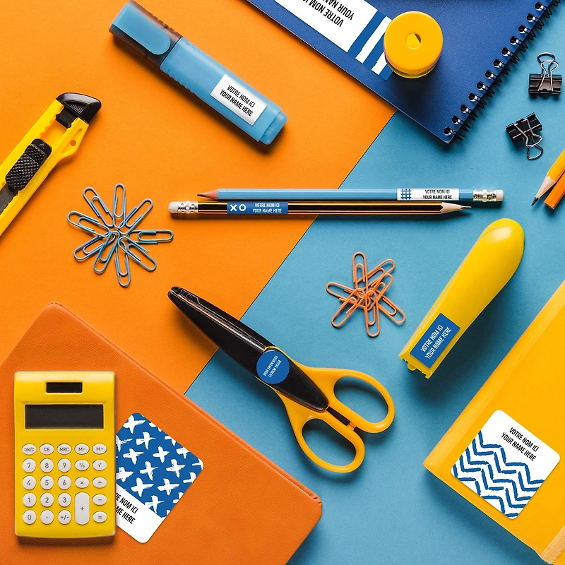 Essential Name Labels - Blue patterns