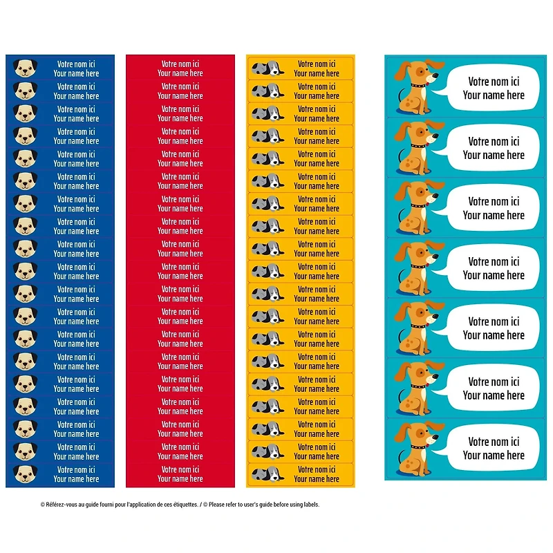 Étiquettes Essentiel - Chiens bleu