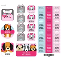 Essential Name Labels - Pink Dog