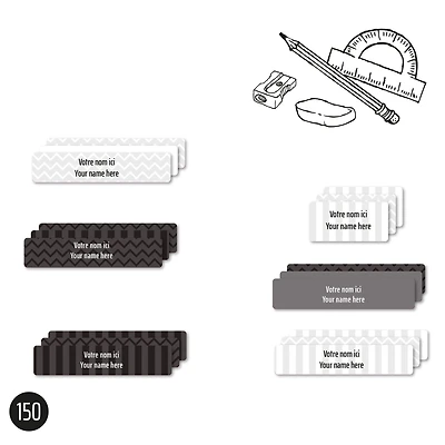 Étiquettes Essentiel - Scolaire gris