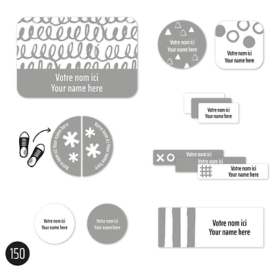 Essential Name Labels - Grey patterns