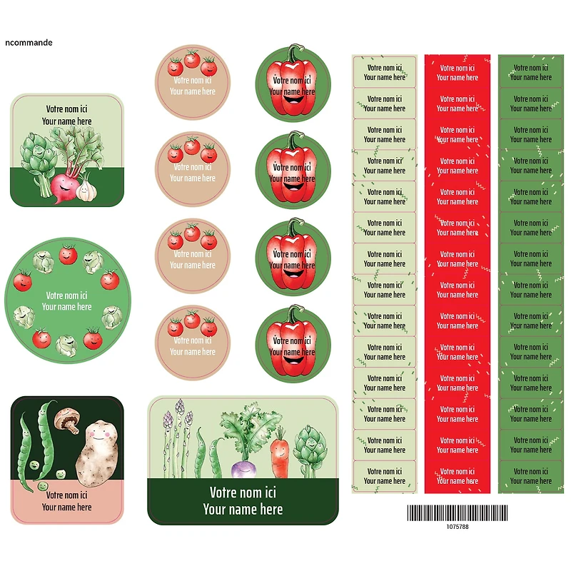 Essential Name Labels - Veggies