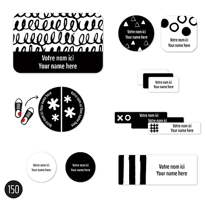 Essential Name Labels - Black patterns