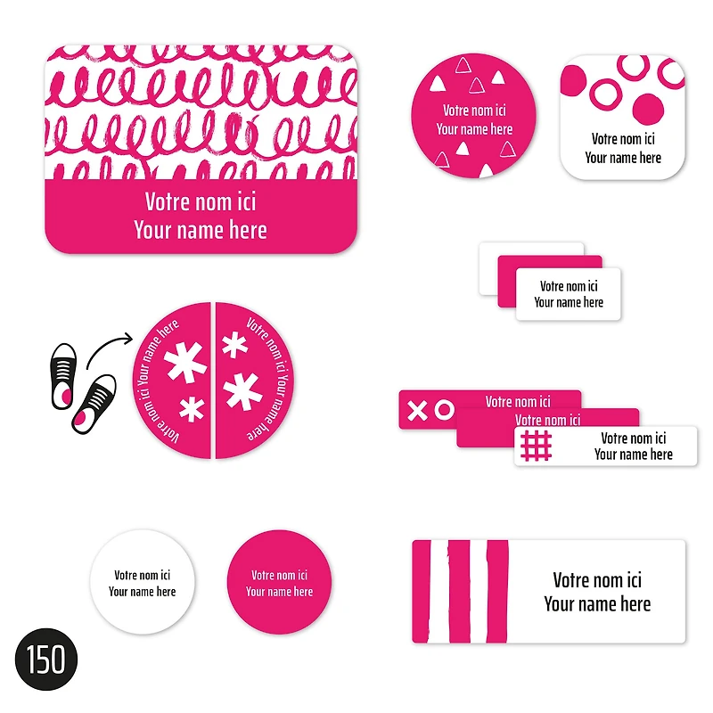 Essential Name Labels - Pink patterns